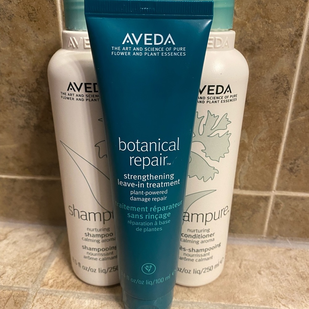 Aveda full size shampure shampoo and conditioner and botanical repair set.